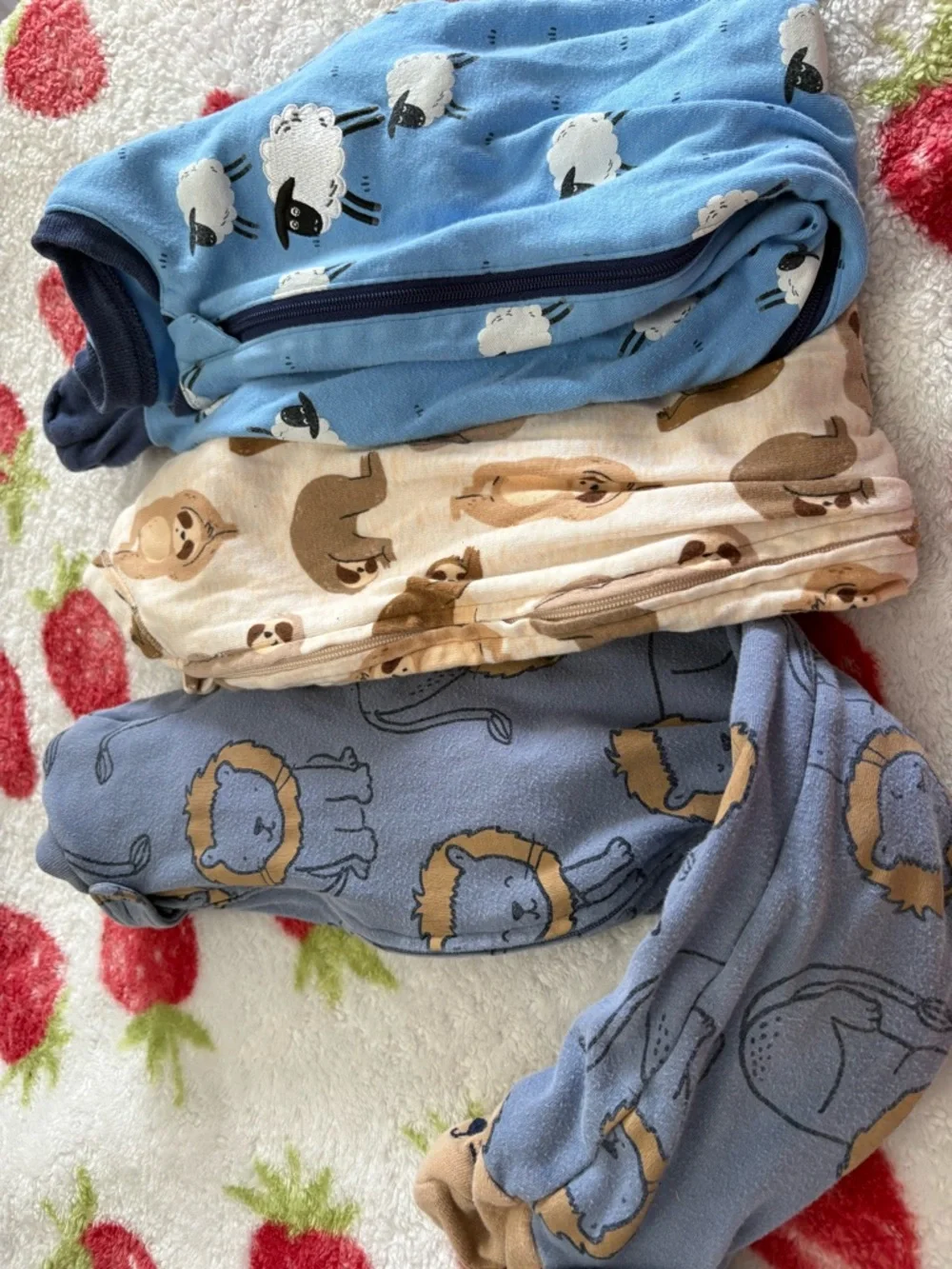 Carter's Light Blue, Cream & Blue Animal Footed Sleepers - 3 Pack - Picture 3 of 6